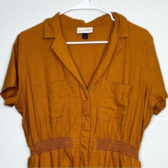 Universal Thread Womens M Linen Blend Mustard Yellow Romper Jumpsuit Pockets - Picture 9 of 15